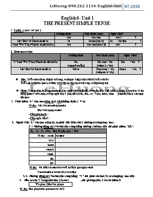 Bài tập Tiếng Anh Lớp 6 - Unit 1 The present simple tense - Lê Hường